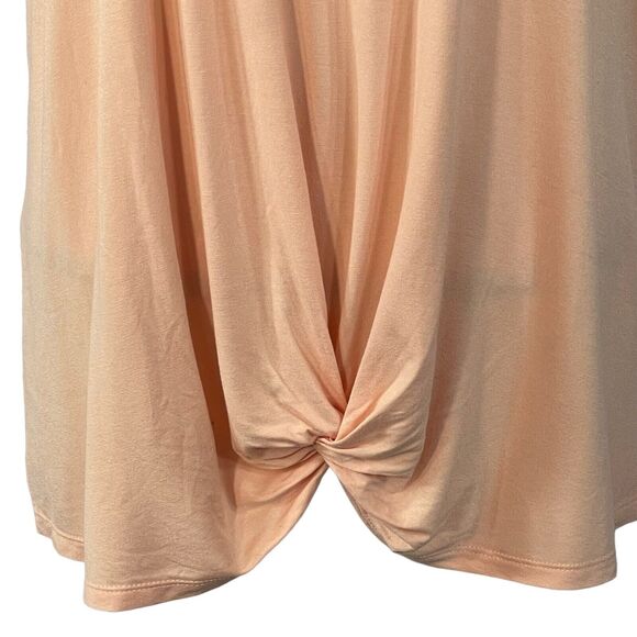 Style & Co 2X-Large Knit Top Short Sleeve Scoop Neck Stretch Knotted Front Peach - Picture 2 of 8